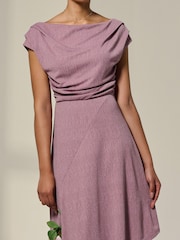 Пурпурный - Jolie Moi Asymmetric Cowl Neck Midi Dress - Изображение 6 из 6