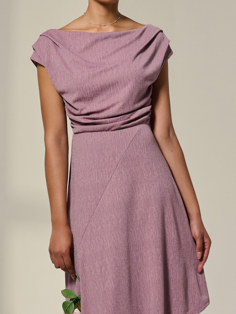 Пурпурный - Jolie Moi Asymmetric Cowl Neck Midi Dress - Изображение 6 из 6