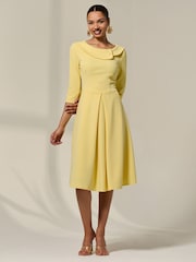 Jolie Moi Yellow Sloan 3/4 Sleeve Midi Dress - Image 3 of 6
