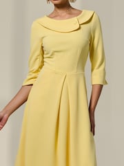 Jolie Moi Yellow Sloan 3/4 Sleeve Midi Dress - Image 6 of 6