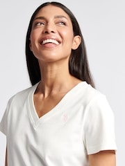 U.S. Polo Assn. Cream Womens Regular Fit V-Neck T-Shirt - Image 4 of 7