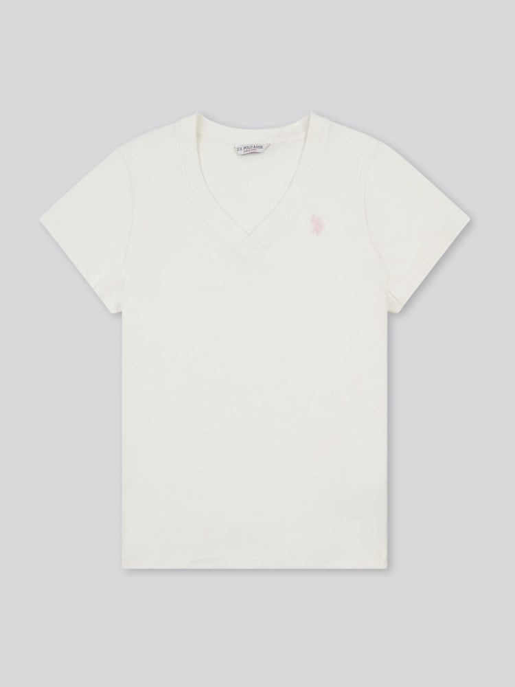 U.S. Polo Assn. Cream Womens Regular Fit V-Neck T-Shirt - Image 5 of 7