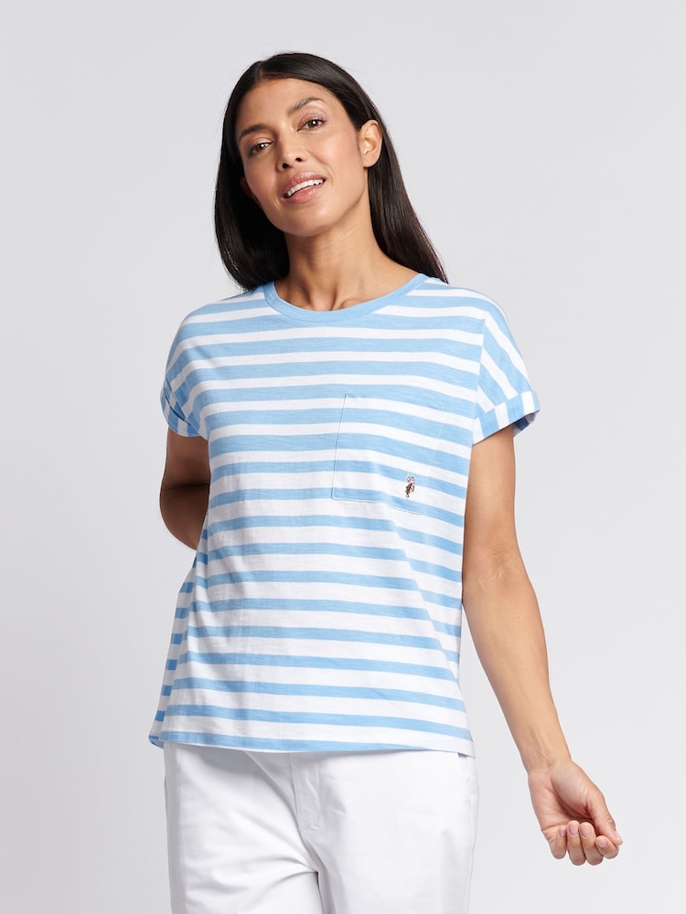 U.S. Polo Assn Blue Womens Stripe Slub  T-Shirt - Image 1 of 7