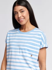 U.S. Polo Assn Blue Womens Stripe Slub  T-Shirt - Image 2 of 7