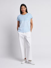 U.S. Polo Assn Blue Womens Stripe Slub  T-Shirt - Image 3 of 7