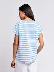 U.S. Polo Assn Blue Womens Stripe Slub  T-Shirt - Image 4 of 7