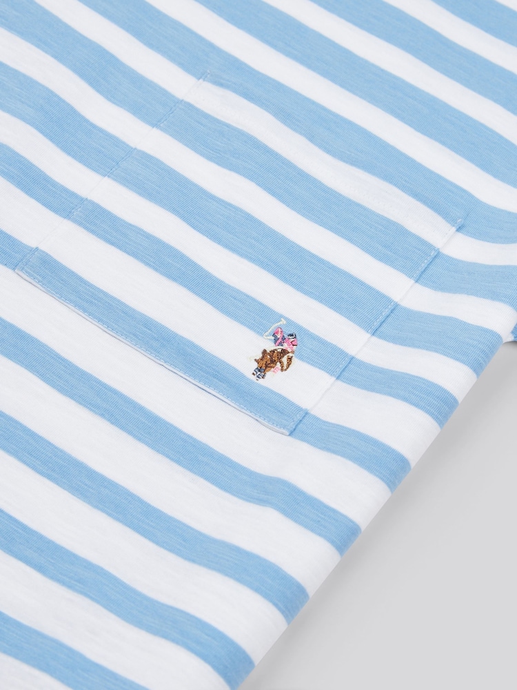 U.S. Polo Assn Blue Womens Stripe Slub  T-Shirt - Image 7 of 7