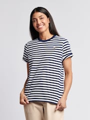 Azul - U.S. Polo Assn Womens Stripe Crew Neck T-Shirt - Imagen 1 de 7