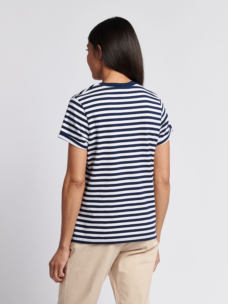 Azul - U.S. Polo Assn Womens Stripe Crew Neck T-Shirt - Imagen 2 de 7