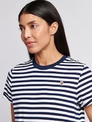 Azul - U.S. Polo Assn Womens Stripe Crew Neck T-Shirt - Imagen 4 de 7