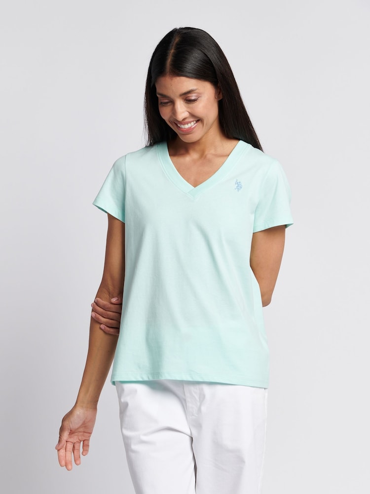 U.S. Polo Assn. Blue Womens Regular Fit V-Neck T-Shirt - Image 1 of 7
