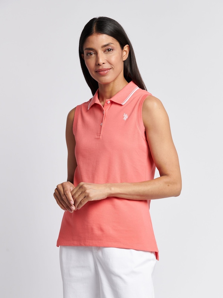 U.S. Polo Assn. Pink Womens Sleeveless Polo Shirt - Image 1 of 7