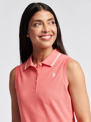 U.S. Polo Assn. Pink Womens Sleeveless Polo Shirt - Image 2 of 7