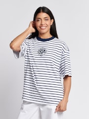 U.S. Polo Assn Blue Womens Monogram Rope Stripe T-Shirts - Image 1 of 8