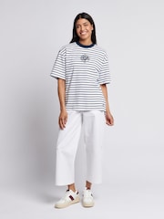 U.S. Polo Assn Blue Womens Monogram Rope Stripe T-Shirts - Image 3 of 8