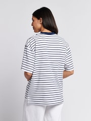 U.S. Polo Assn Blue Womens Monogram Rope Stripe T-Shirts - Image 4 of 8