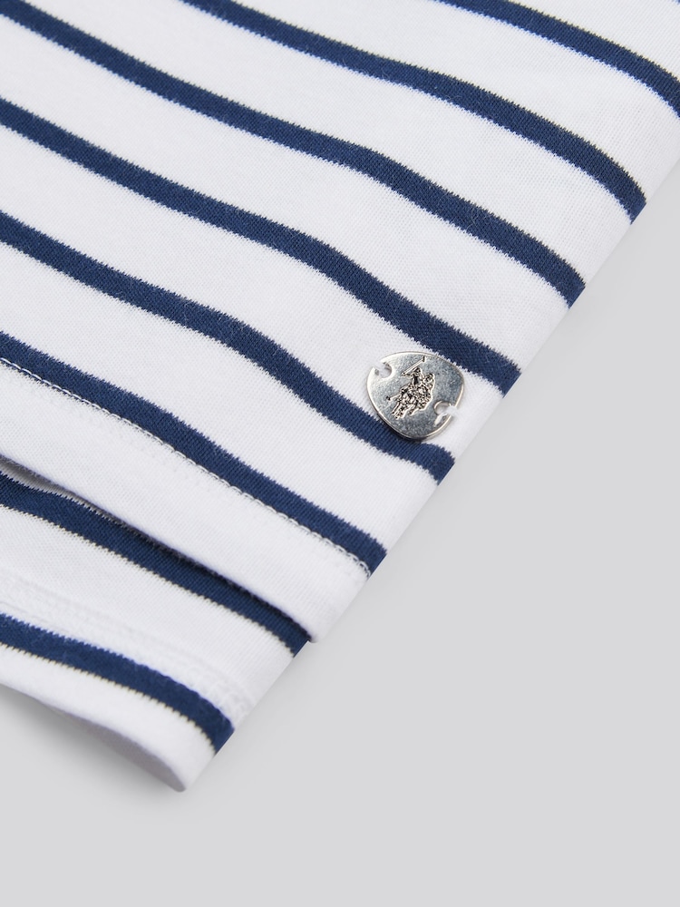 U.S. Polo Assn Blue Womens Monogram Rope Stripe T-Shirts - Image 8 of 8
