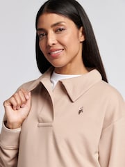 U.S. Polo Assn Natural Womens Collared Stripe Sweatshirt - Image 4 of 7