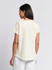 U.S. Polo Assn Yellow Womens Stripe Slub  T-Shirt - Image 2 of 7