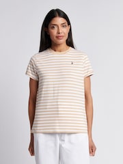 Natural - U.S. Polo Assn Womens Stripe Crew Neck T-Shirt - Imagen 1 de 7