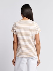 Natural - U.S. Polo Assn Womens Stripe Crew Neck T-Shirt - Imagen 2 de 7