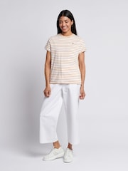 Natural - U.S. Polo Assn Womens Stripe Crew Neck T-Shirt - Imagen 3 de 7