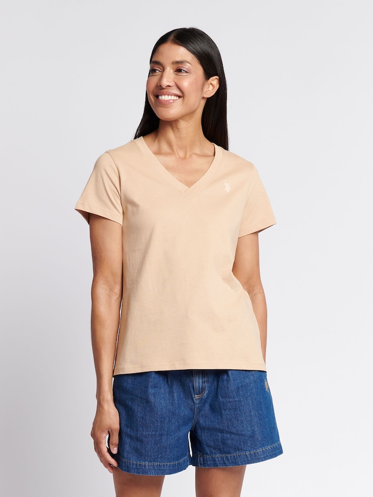U.S. Polo Assn. Natural Womens Regular Fit V-Neck T-Shirt - Image 1 of 7