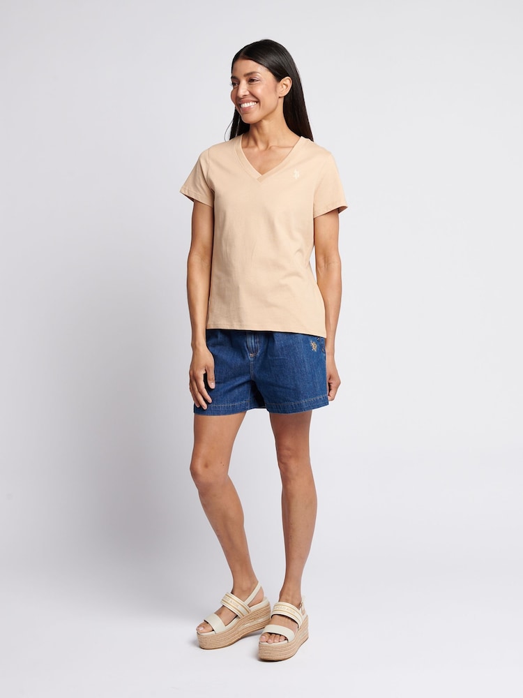 U.S. Polo Assn. Natural Womens Regular Fit V-Neck T-Shirt - Image 3 of 7
