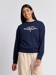 U.S. Polo Assn Blue Womens Premium Graphic Print Crew Sweatshirt - Image 1 of 7
