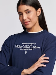 U.S. Polo Assn Blue Womens Premium Graphic Print Crew Sweatshirt - Image 4 of 7