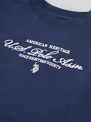 U.S. Polo Assn Blue Womens Premium Graphic Print Crew Sweatshirt - Image 7 of 7