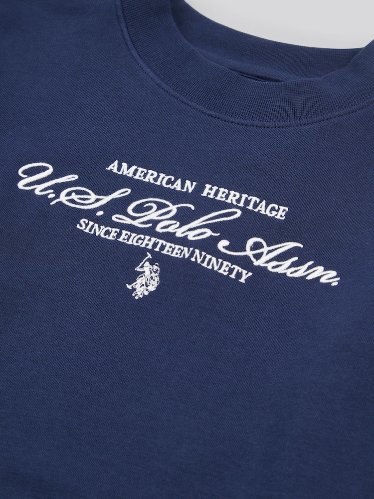 U.S. Polo Assn Blue Womens Premium Graphic Print Crew Sweatshirt - Image 7 of 7