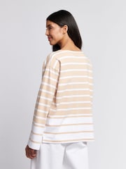 U.S. Polo Assn Natural Womens Colour Block Stripe Boatneck T-Shirt - Image 2 of 8