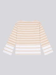 U.S. Polo Assn Natural Womens Colour Block Stripe Boatneck T-Shirt - Image 7 of 8