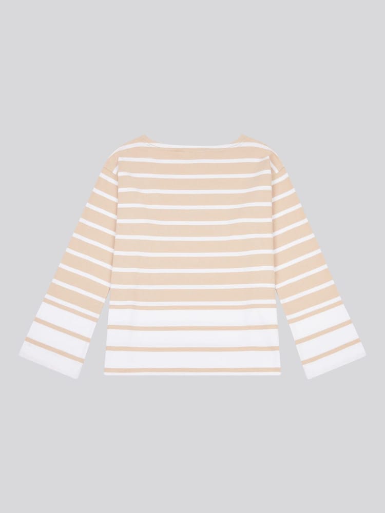 U.S. Polo Assn Natural Womens Colour Block Stripe Boatneck T-Shirt - Image 7 of 8