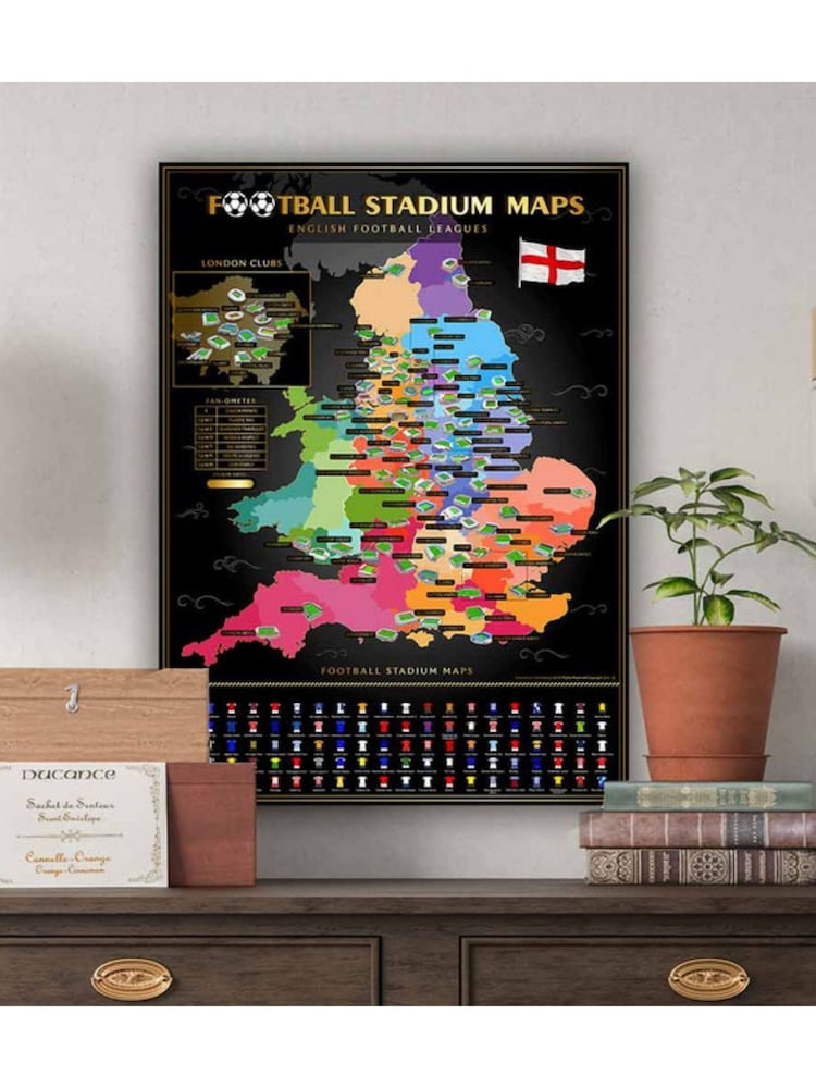 MenKind Black UK Football Stadium Scratch Map - Image 1 of 3