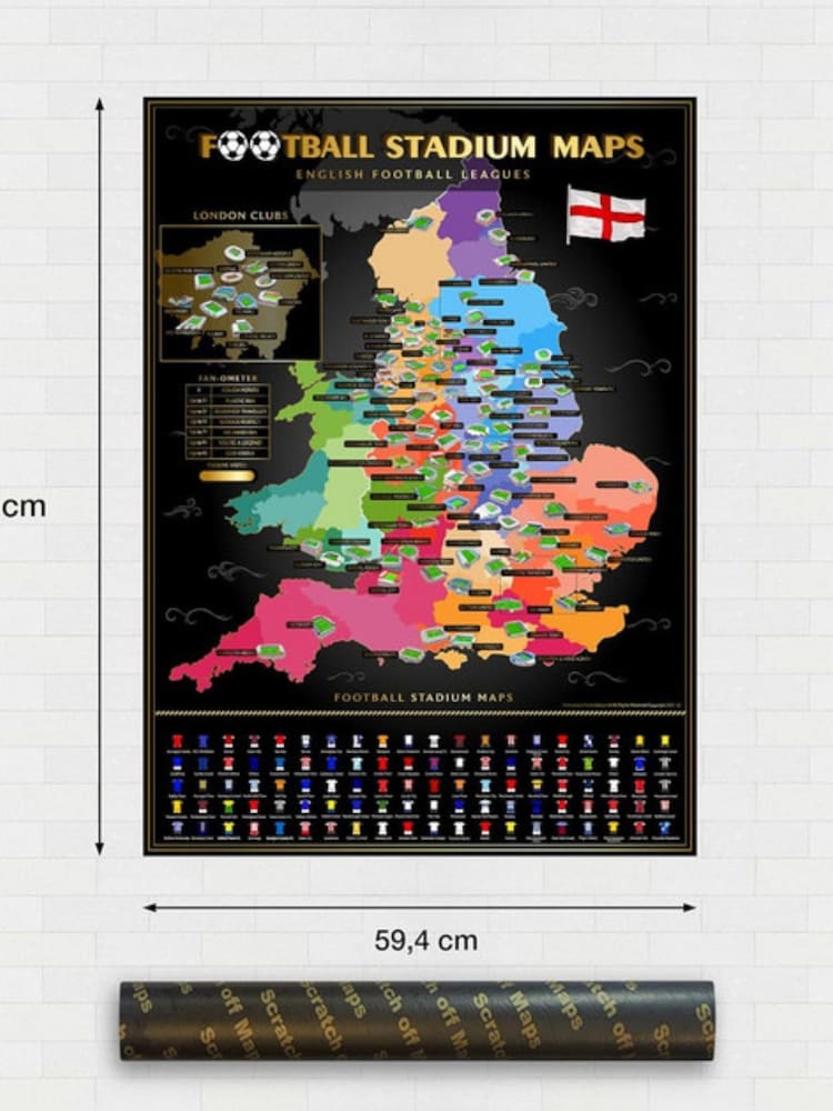 MenKind Black UK Football Stadium Scratch Map - Image 3 of 3