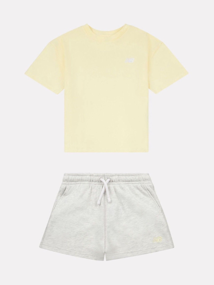New Balance Yellow Small Kids Logo T-Shirt and Shorts Set - Image 1 of 5