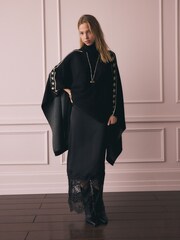Rockett St George Black Star Knitted Poncho - Image 6 of 9