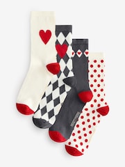 Rockett St George Black/White Spot and Harlequin 4 Pack Socks - Image 1 of 9
