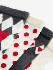 Rockett St George Black/White Spot and Harlequin 4 Pack Socks - Image 7 of 9
