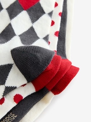 Rockett St George Black/White Spot and Harlequin 4 Pack Socks - Image 8 of 9