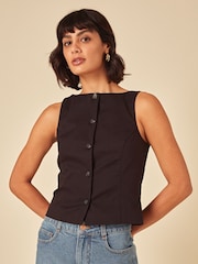 Nobodys Child Black Theo Slash Neck Waistcoat - Image 1 of 4