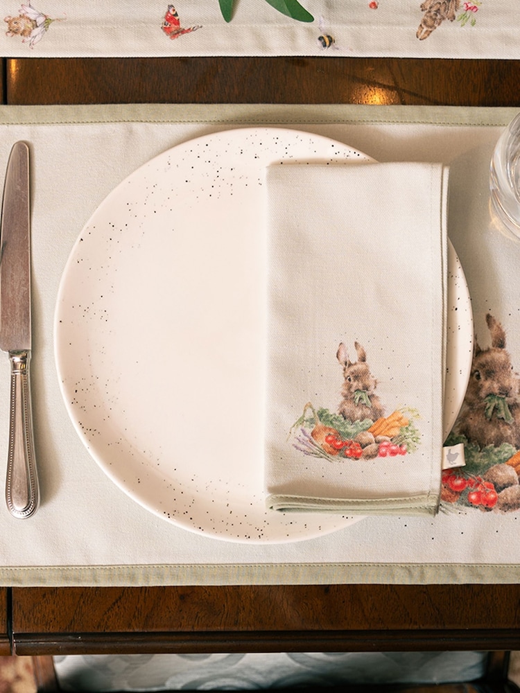 Wrendale Set of 4 Green Garden Friends Animal Print Fabric Napkins - Image 1 of 6