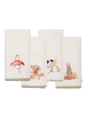 Wrendale Set of 4 Green Garden Friends Animal Print Fabric Napkins - Image 2 of 6