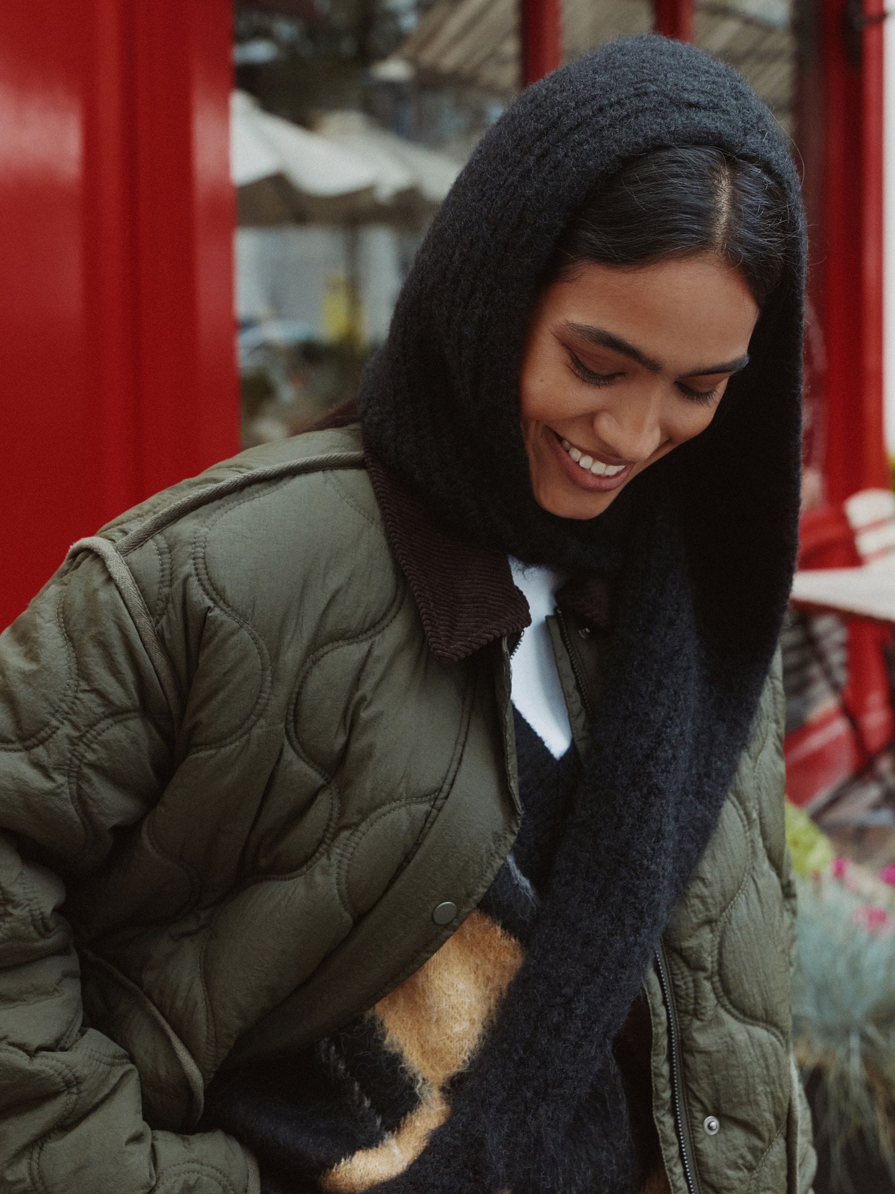 Buy Black Knitted Hooded Scarf from Next Australia