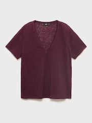 Mango Red Linen Short Sleeve T-Shirt - Image 5 of 6