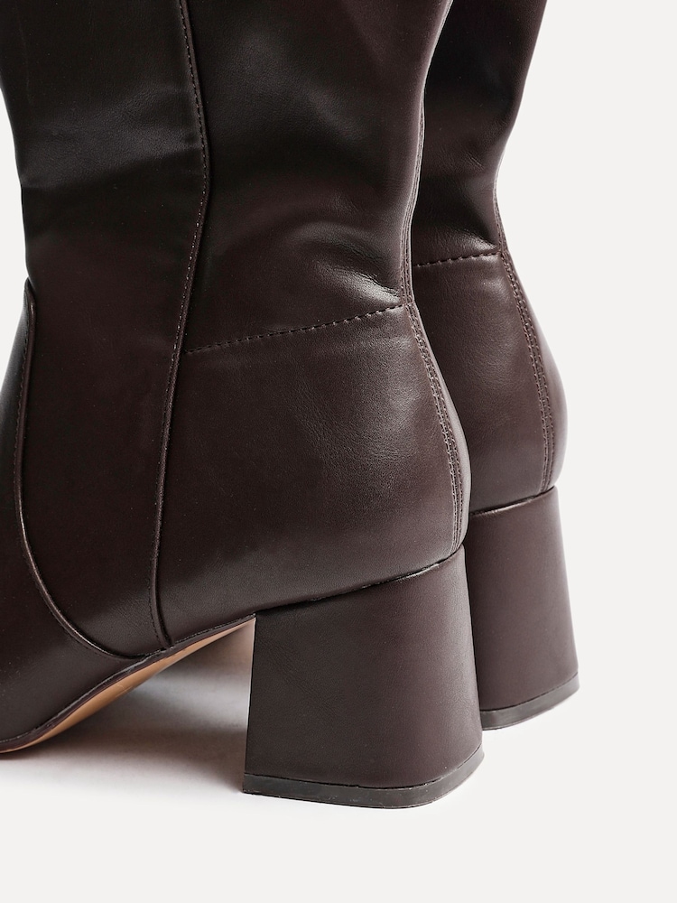 Linzi Brown Fable Wide Fit Block Heeled High Leg Boots - Image 6 of 6 Linzi Brown Fable Wide Fit Block Heeled High Leg Boots - Image 6 of 6