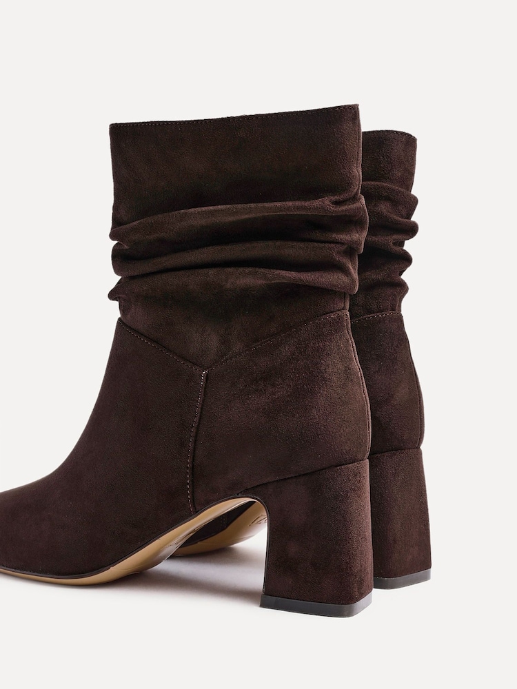 Linzi Brown Maven Ruched Block Heel Ankle Boots - Image 5 of 5