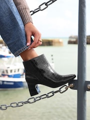 Cocodrilo negro - Linzi Cove Square Toe Block Heel Ankle Boots - Imagen 6 de 6